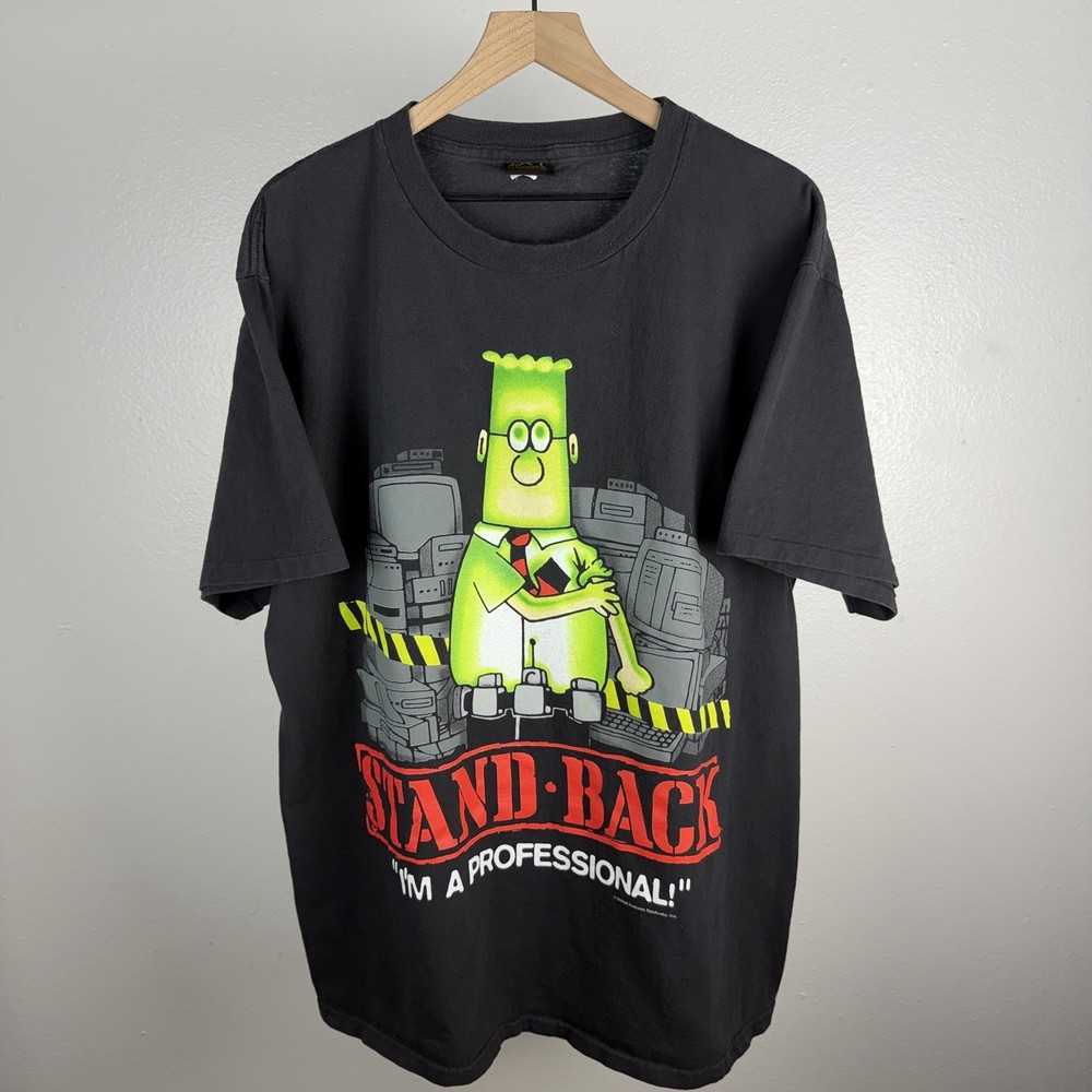 Vintage Dilbert 90’s Single Stitch Stand Back I’m A Professional T Shirt Size XL