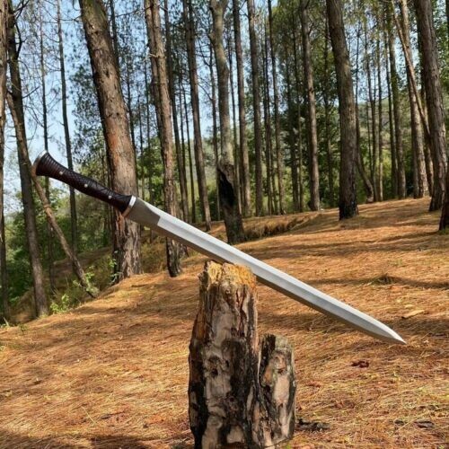 Handmade Custom Carbon Steel Blade Celtic Leaf Sword Hunting Sword Warrior Sword