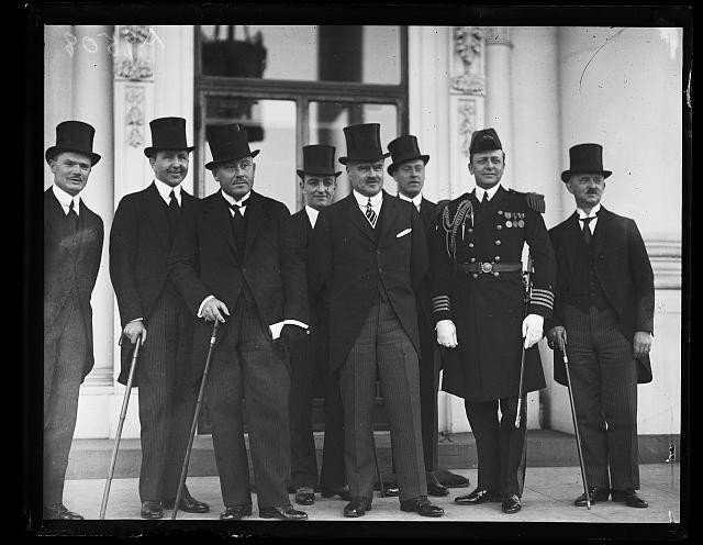 Washington D.C. White House Visitors 1925 Men in Top Hats Group Photo