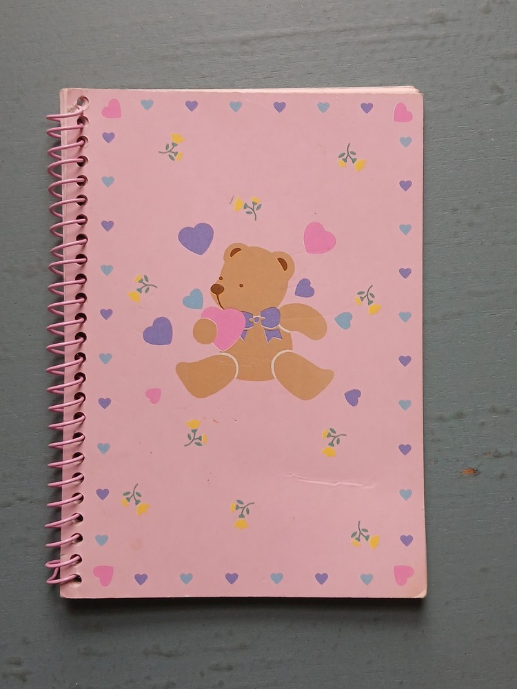 Vintage 1987 Sanrio Tweedle Dee Dee Bear Spiral Notebook Pink