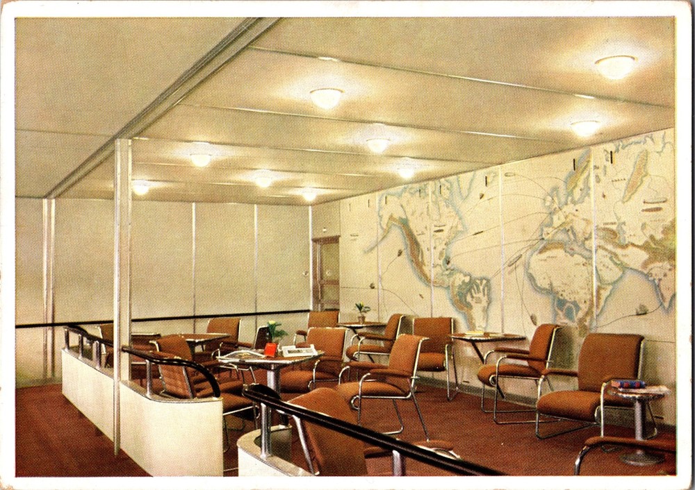 Mint Germany Zeppelin LZ 129 Hindenburg Dining Room Area RPPC Postcard