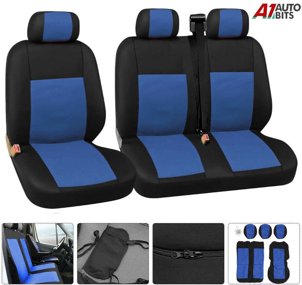 Blue Van Bus Truck Fabric Seat Covers Protector Universal Washable 2+1 Easy Fit