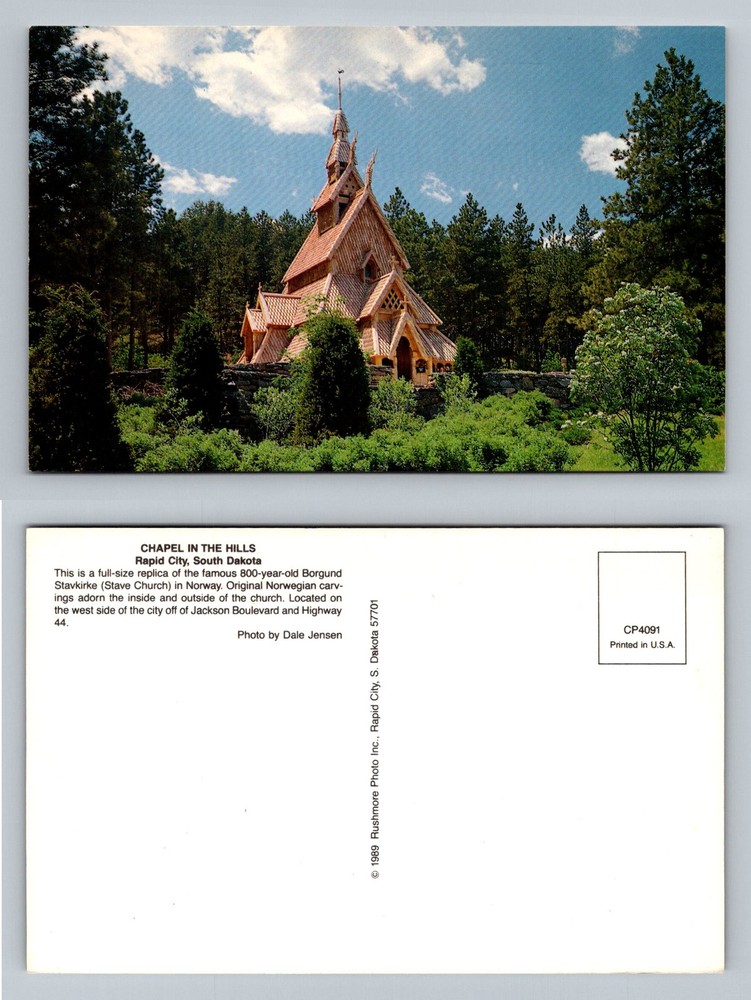 Rapid City, SD-South Dakota Norway Borgund Stave Church Replica Vintage Postcard