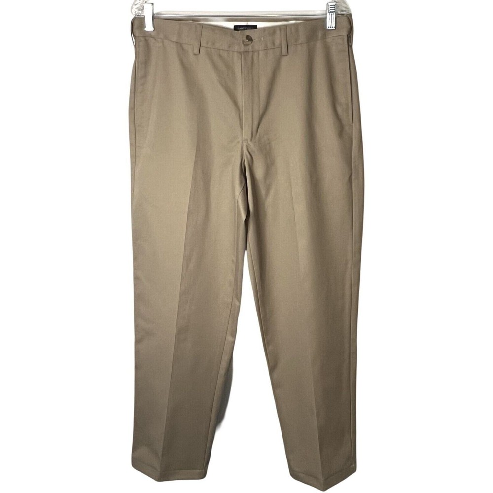 Lands End Pants Mens Size 33 x 30  Beige Straight Leg Chino Pockets Cotton Chino