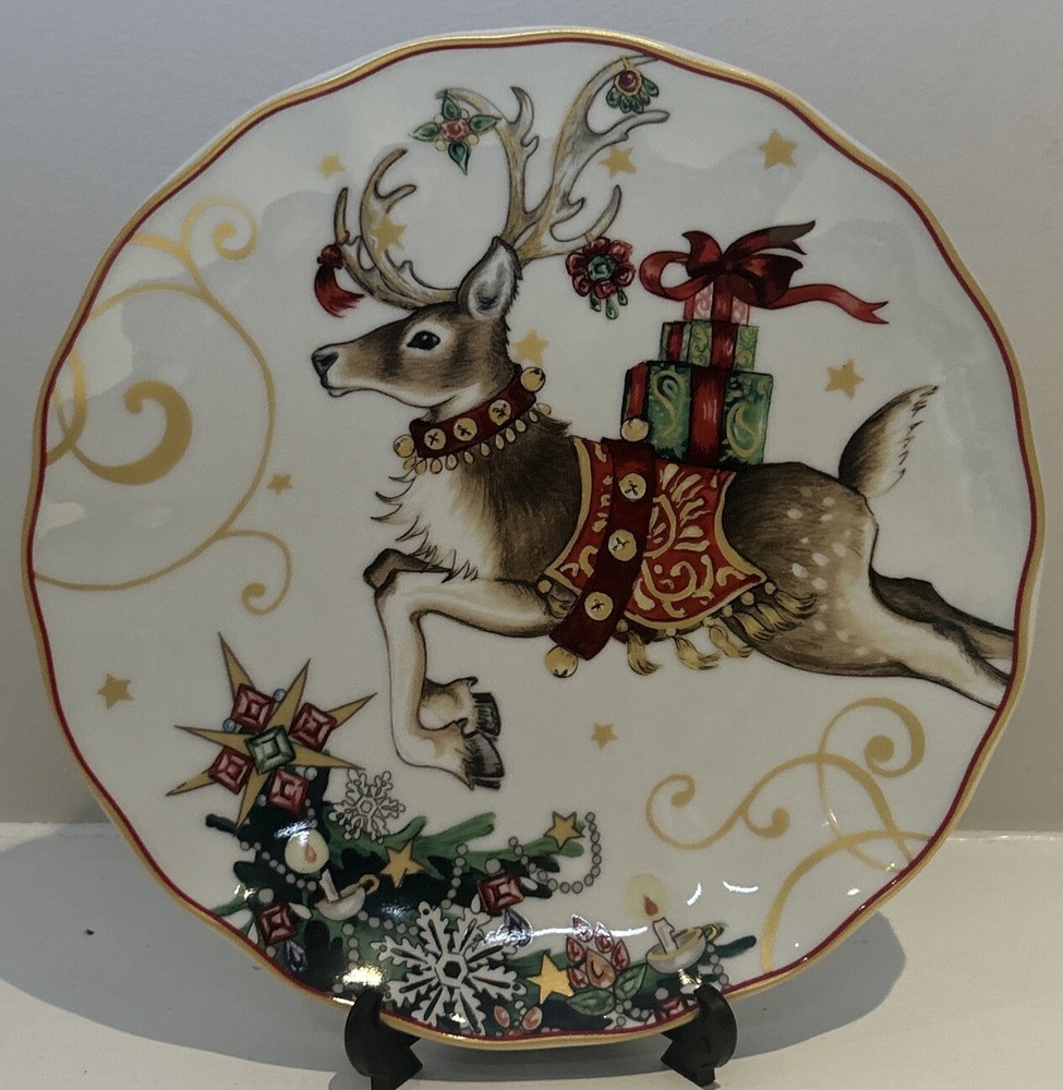 Williams Sonoma Reindeer Twas The Night Before Christmas Accent Plate Decor-image