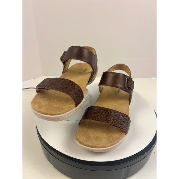 Halsa Brown Leather adjustable Sandals Women's 6.5M Orthopedic Arch Support