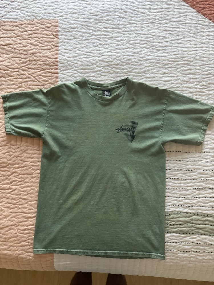 Stussy Green Graphic Logo Men's Short Sleeve Crew Neck T-Shirt M