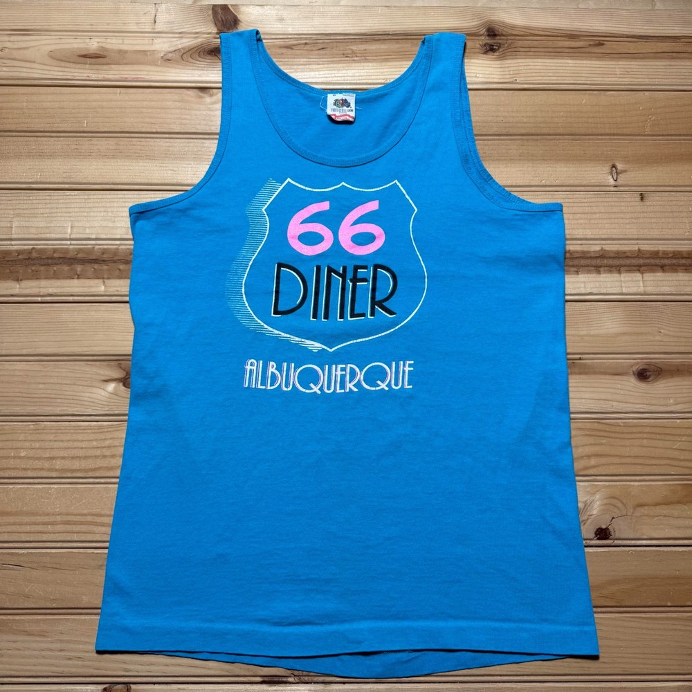 Vintage 90s Route 66 Diner Albuquerque Graphic Tank Top USA Made - Size Medium