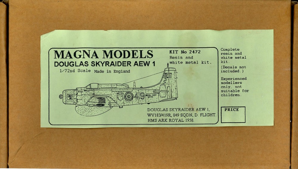 1/72 Magna Models DOUGLAS AEW 1 SKYRAIDER Resin Kit NO INSTRUCTIONS!!