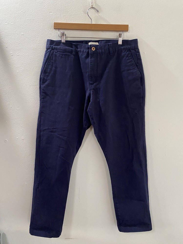 Taylor Stitch Democratic Foundation Pant Mens 36 Organic Cotton Navy Blue Chino