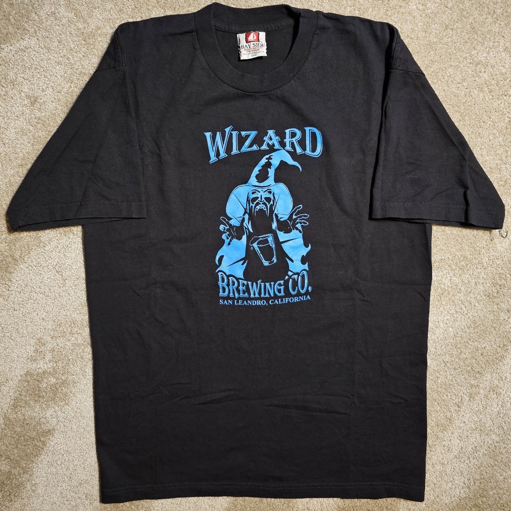 Vtg 90s Y2k Wizard Brewing Co Large Beer T-Shirt Skate Indie Grunge MiUSA Black