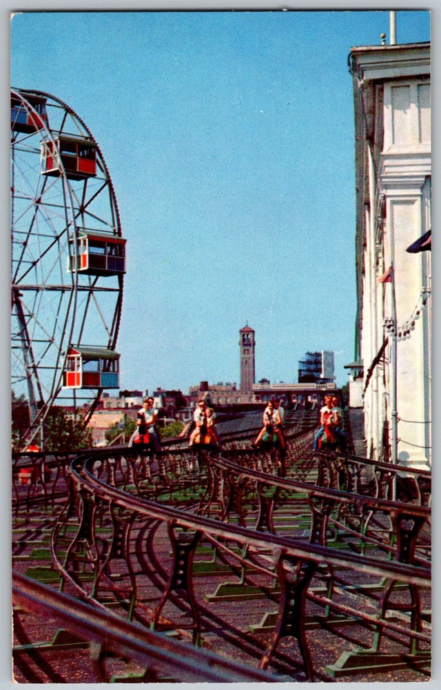 Vtg Postcard Steeplechase Park Ferris Wheel Coney Island, NY 1950s