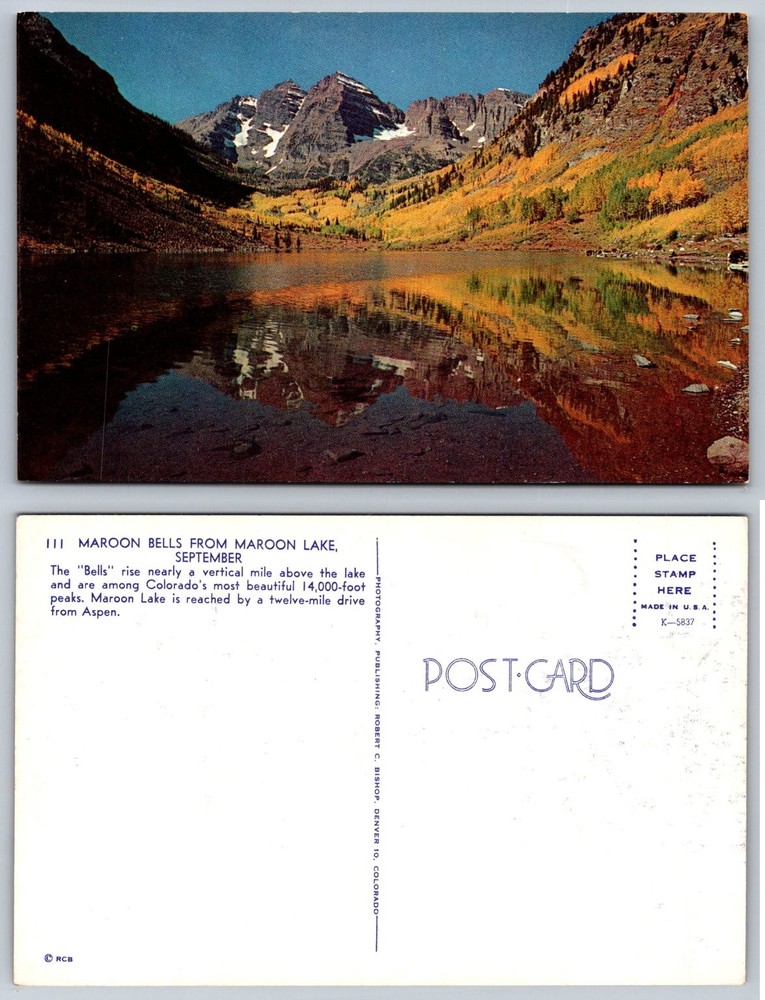 Maroon Bells Maroon Lake Colorado Autumn Fall Foliage Mountains Postcard