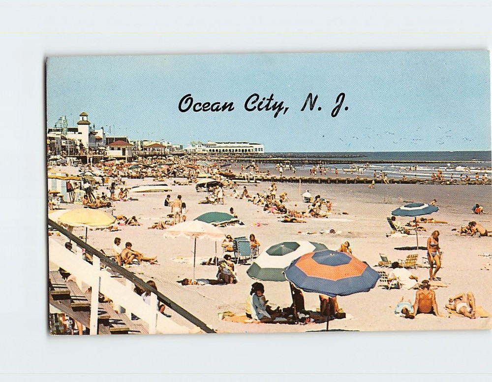 Postcard Beach Scene Ocean City NJ USA