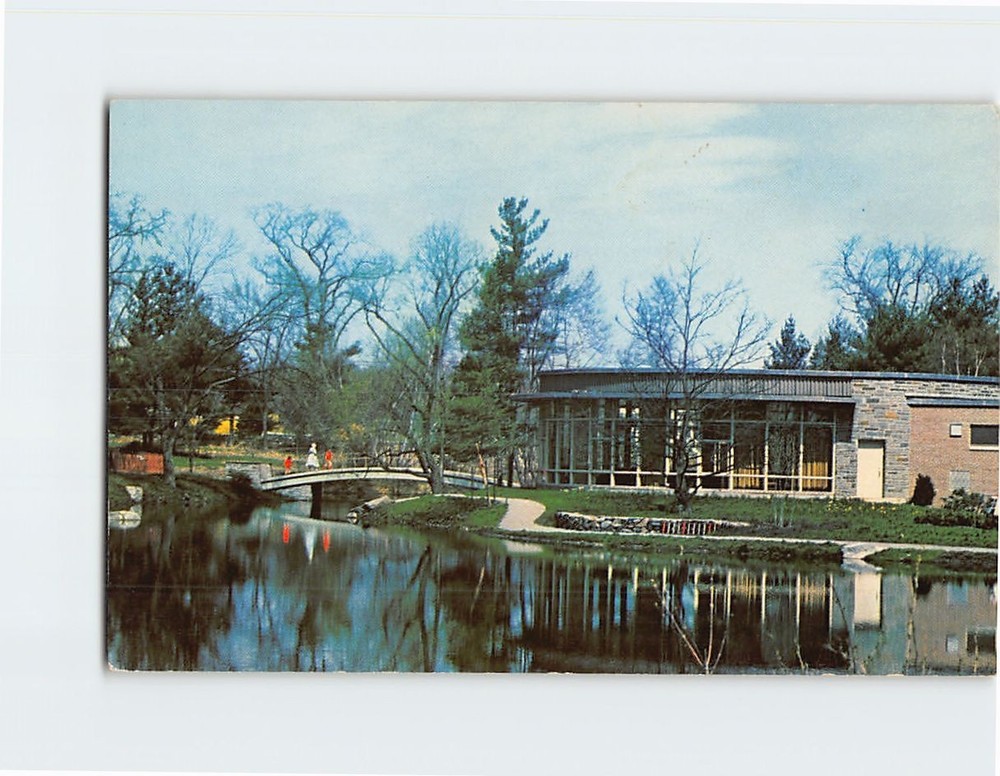 Postcard Chase Dining Hall & Peacock Pond Wheaton College Norton Massachusetts