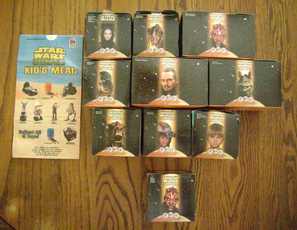 1999-Star Wars: Episode 1 Phantom Menace (Complete SET of 10 Toys) Taco Bell