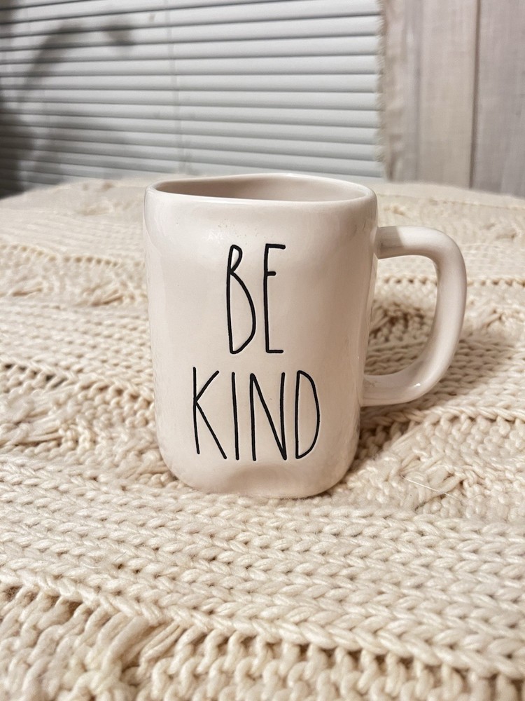 Rae Dunn Magenta Artisan Collection Coffee Mug White BE KIND Large 16 oz