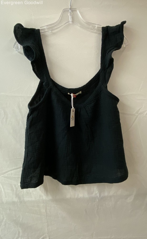 NWT Marine Layer Women's Black Jude Flutter Sleeve Pullover Tank Top Size M