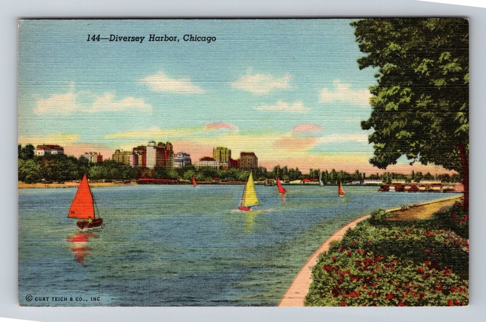 Chicago IL-Illinois Diversey Harbor Vintage Postcard Standard Souvenir Postal