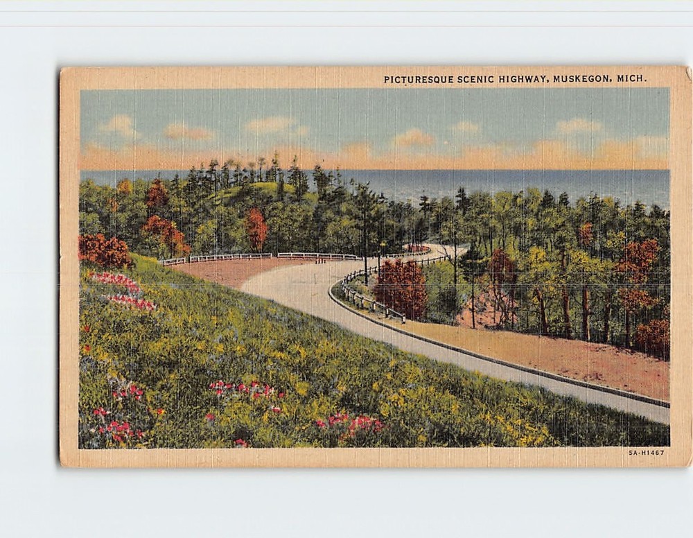 Postcard Picturesque Scenic Highway Muskegon Michigan USA