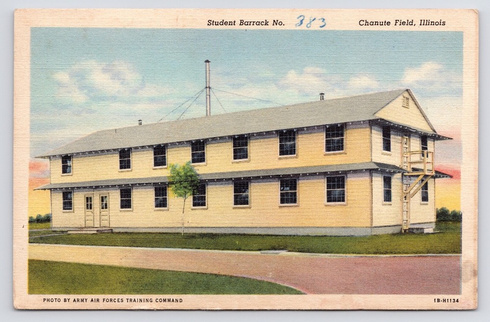 c1940s~Rantoul Illinois IL~Chanute Field~Air Force Base~WWII~Barracks~Postcard