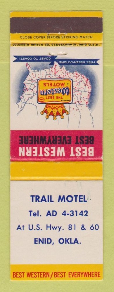 Matchbook Cover - Best Western Trail Motel Enid OK