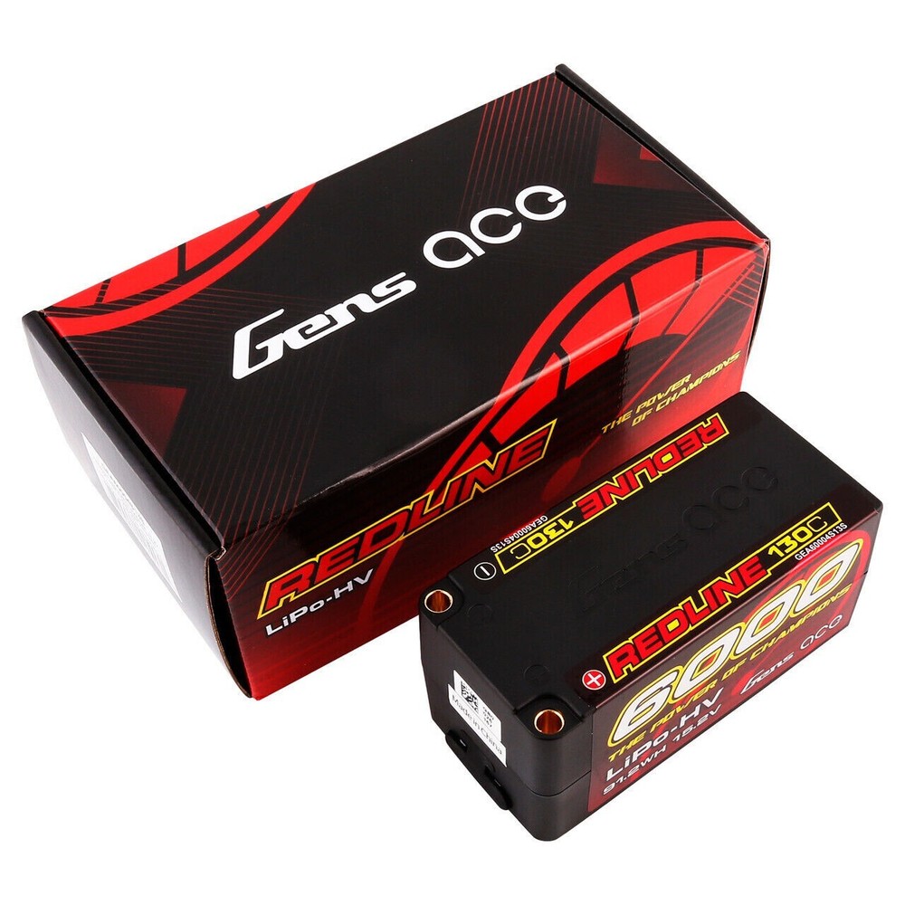 Gens Ace 15.2V 6000mAh 130C 4S Lipo Battery HardCase HV For 1/8 RC Racing Series-image