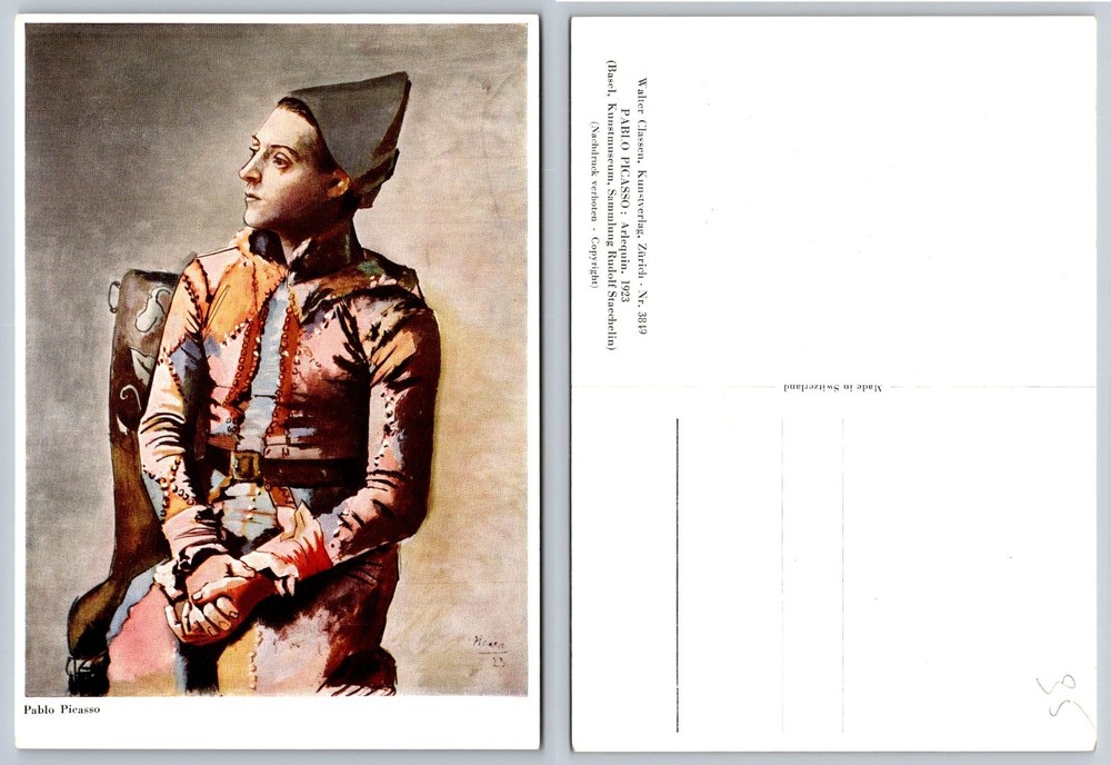 Pablo Picasso Arlequin 1923 Art Postcard - Basel Kunstmuseum Zurich