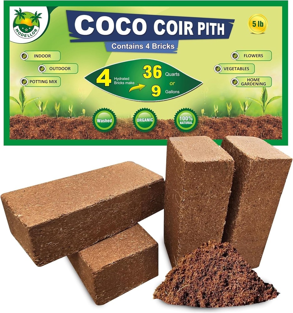 4 Bricks (5 lb) Premium Super Washed Coco Coir - Expands to 9 Gal for Seed Starting