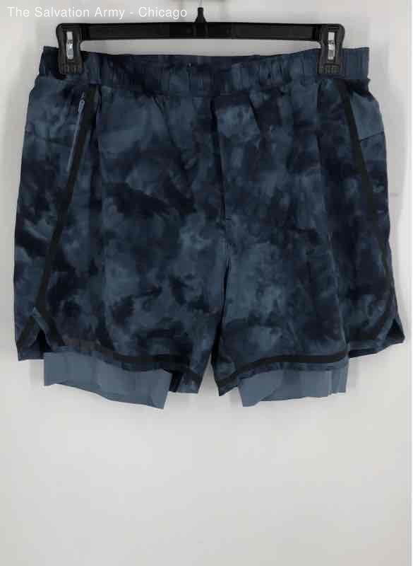 Lululemon Mens Blue Black Tie-Dye Pull-On Athletic Shorts Size X-Large
