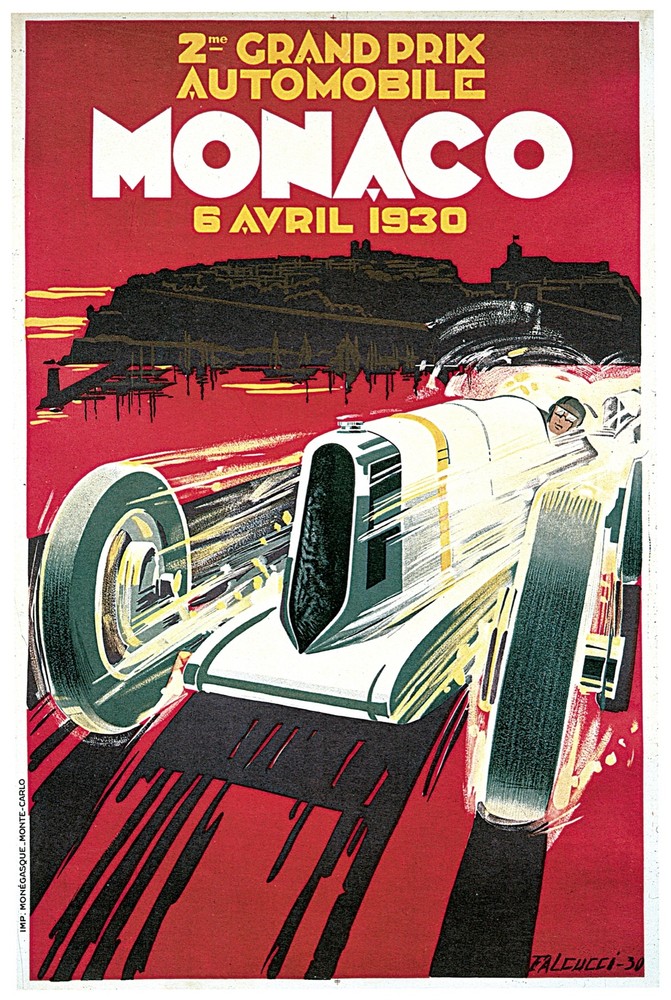 Decor TRavel Poster. Fine Graphic Design. Monaco Grand Prix. Home Wall Art. 1942