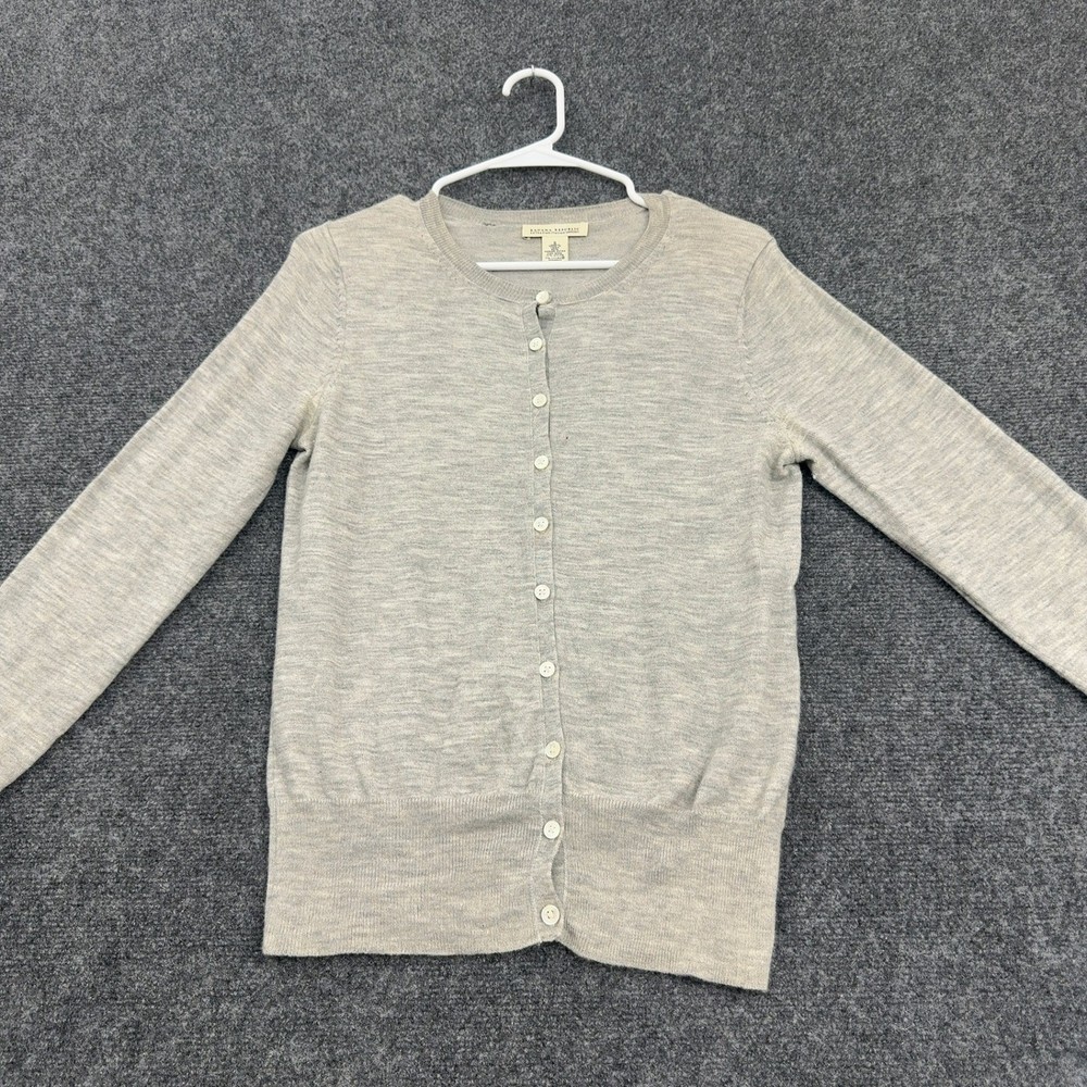 Banana Republic Cardigan Womens S Grey Merino Wool Button Up Classic Style