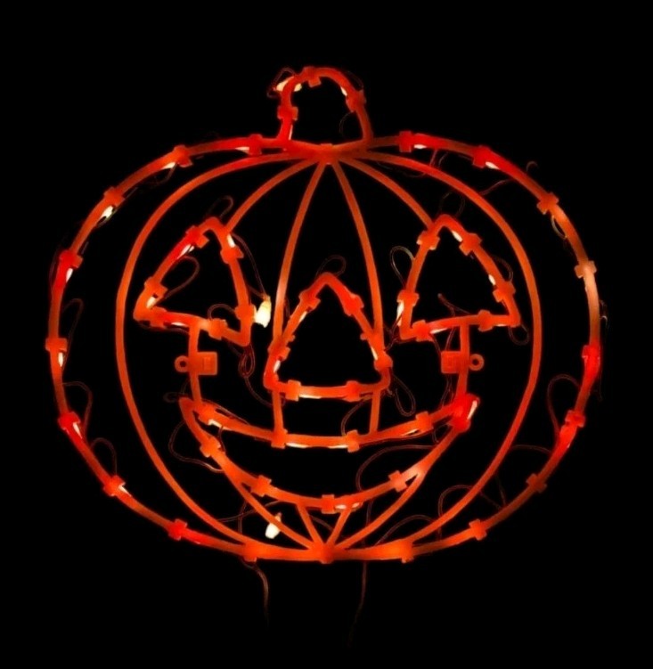 Vintage 14” Lighted Pumpkin Face Wall Hanging Halloween Indoor/Outdoor Decor