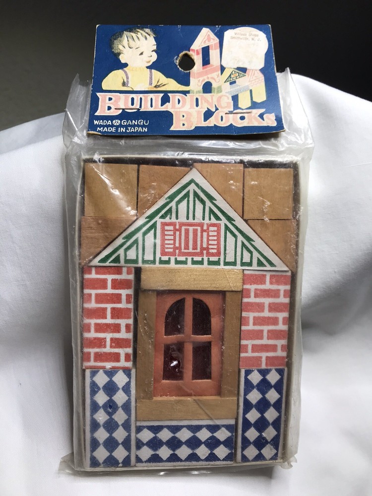 Vintage Wada Gangu Architectural Wood House Building Toy Blocks Puzzle Japan NOS