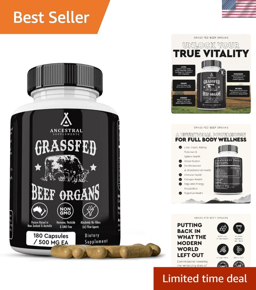 180 Count Freeze-Dried Beef Organ Softgels - Supports Energy & Digestive Health