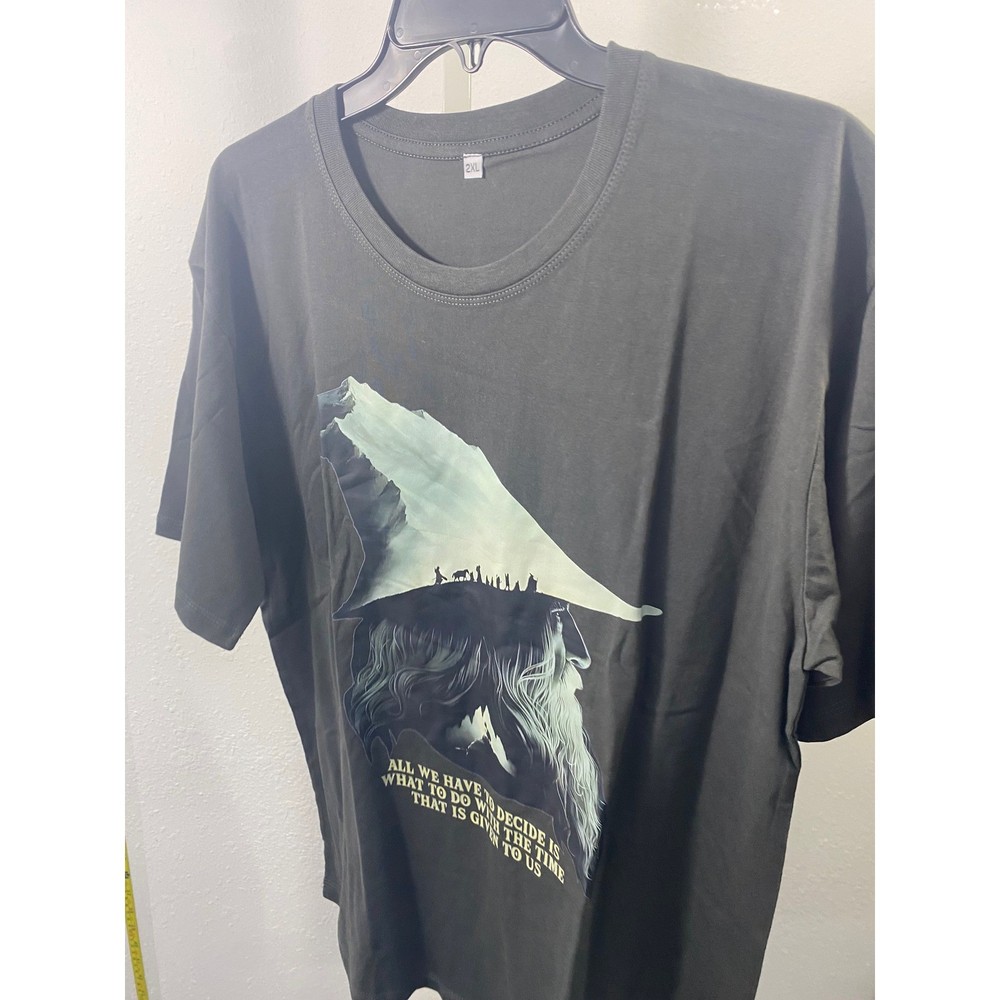 Lord of the Rings Gandalf Quote Graphic T-Shirt Charcoal Gray Mens 2XL LOTR Tee