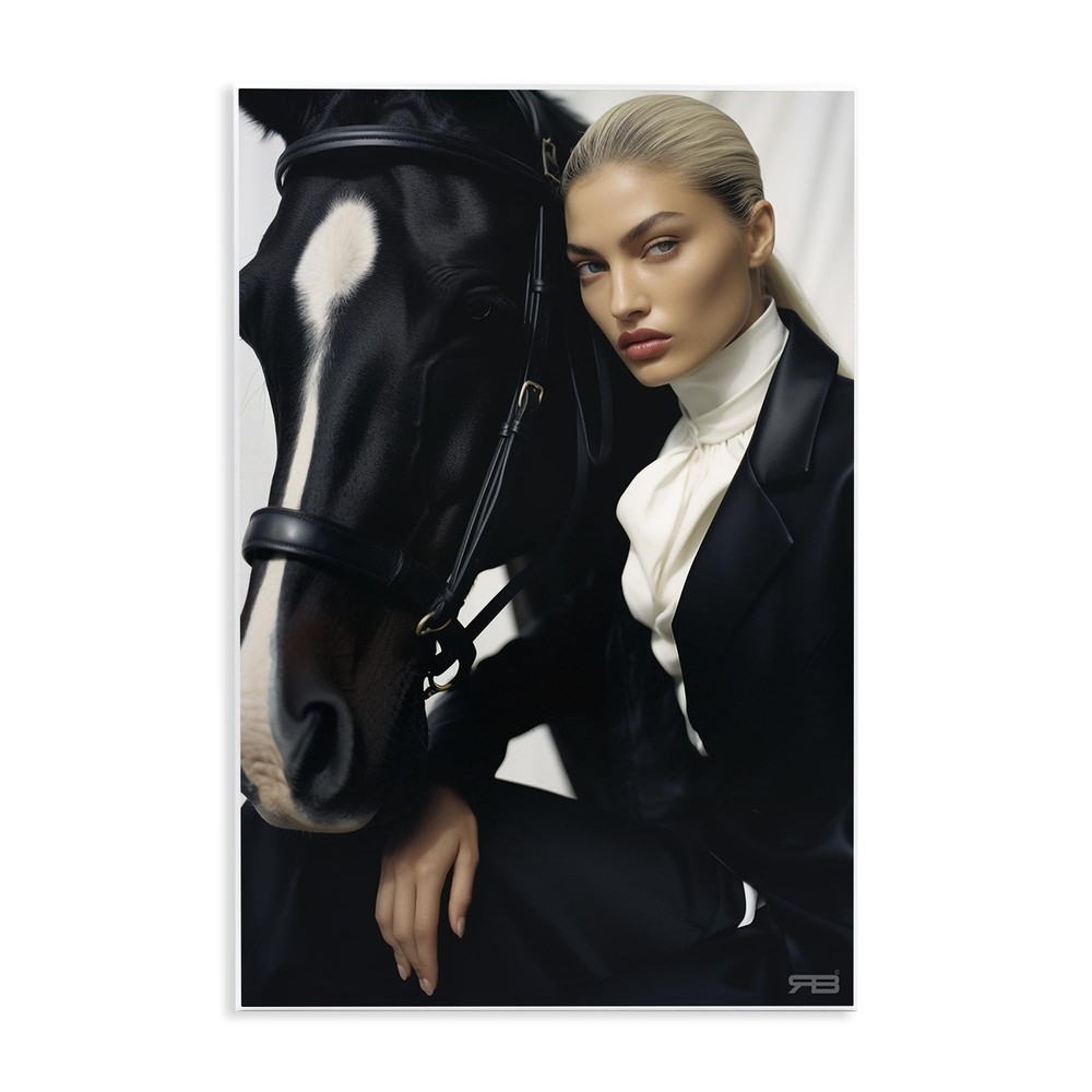Fashionable Equestrian Girl Wall Plaque Art Design by RB, 10 x 15
