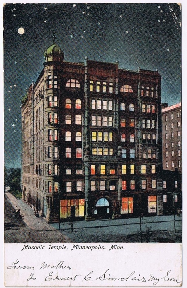Postcard Masonic Temple Minneapolis Minnesota