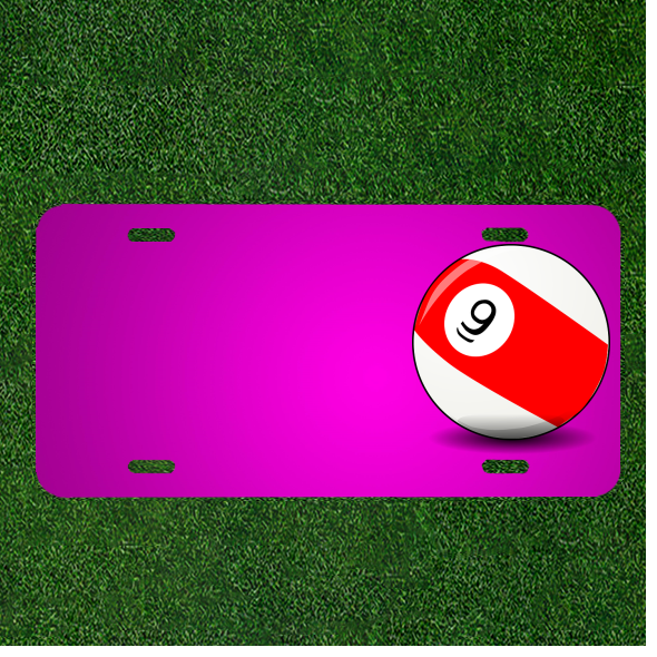Custom Personalized Car License Plate With Add Names To Billiard Ball Pool Ball