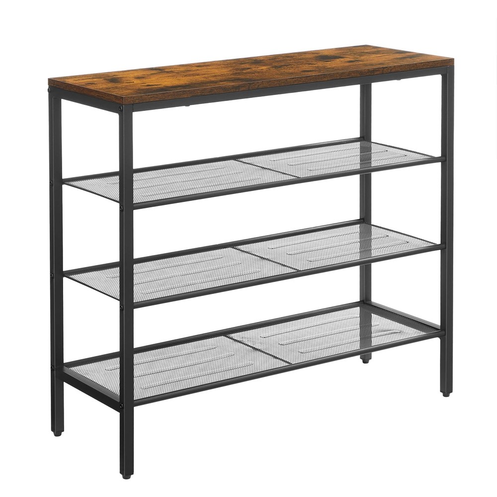 4-Tier Space-Saving Shoe Rack with Mesh Shelves Freestanding Organizer