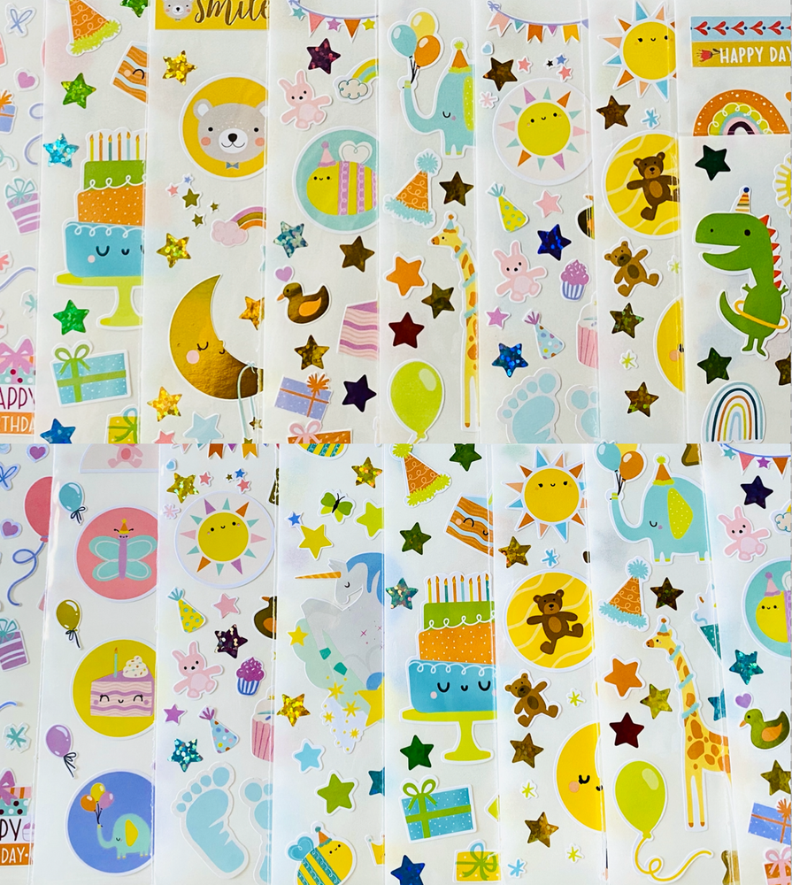 10+ STICKER SHEETS THEMED BABY GIRL BOY NURSERY SAFARI ZOO ANIMALS 1ST BIRTHDAY