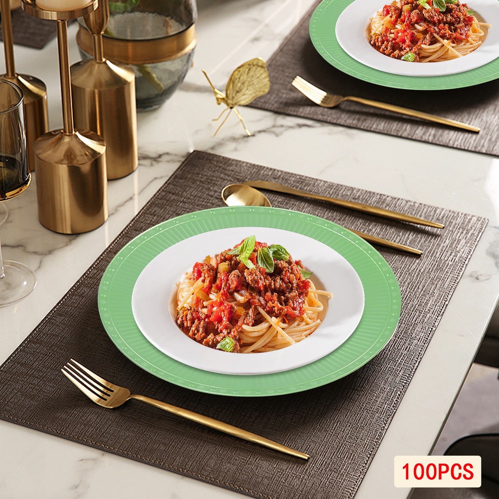 100 Pcs Antique Charger Plates Dinner Servicing Dishes for Wedding Table Decors