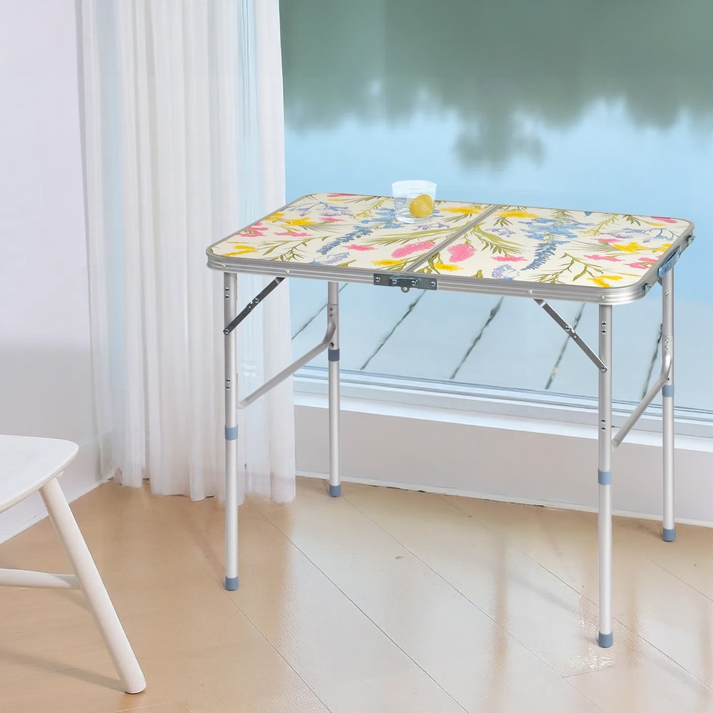 Adjustable 3 FT Portable Aluminum Folding Table for Indoor Outdoor Use