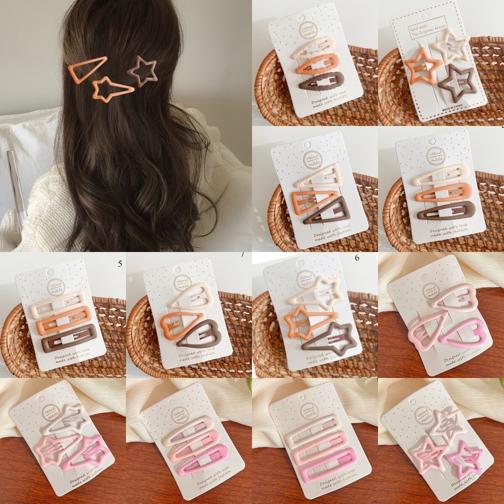 3Pcs/Set Star BB Hair Clips Pin Mini Korean Style Frosted Candy Color Kid Snap