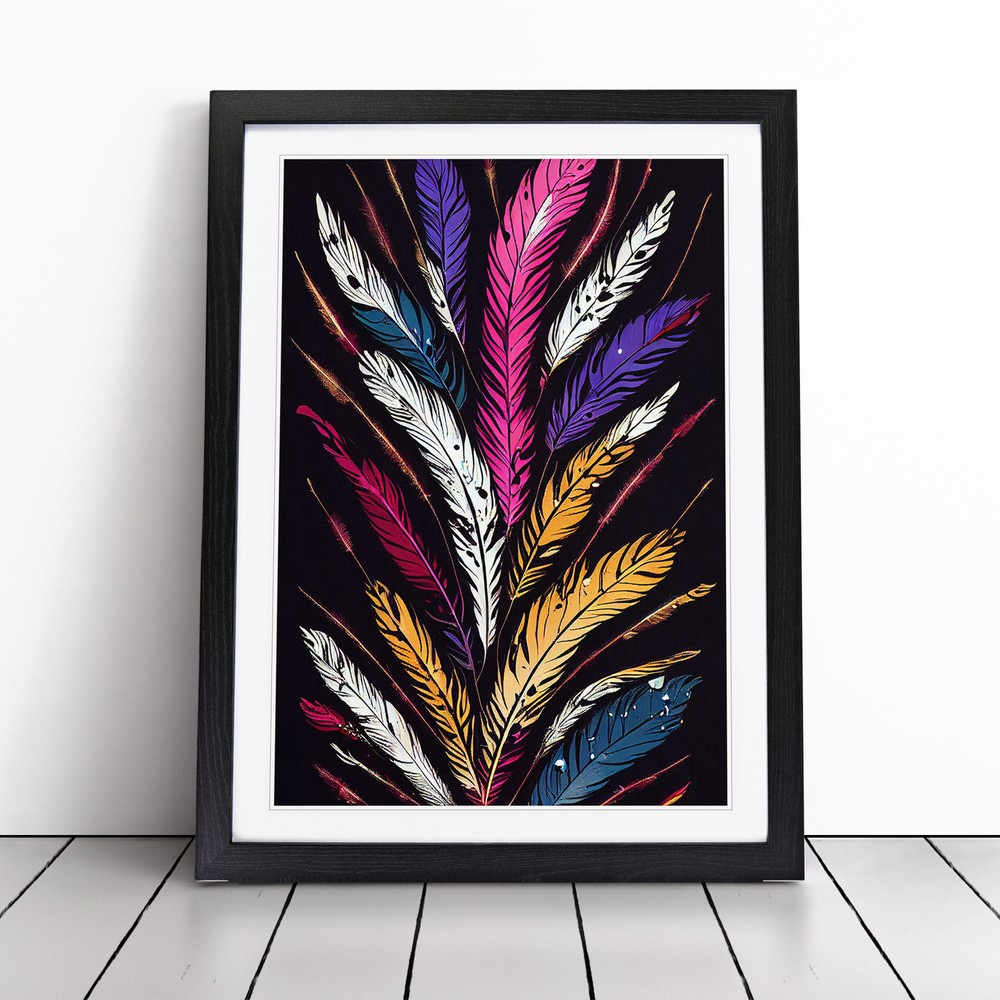 Paint Drip Feathers No.1 Wall Art Print Framed Canvas Picture Poster Decor