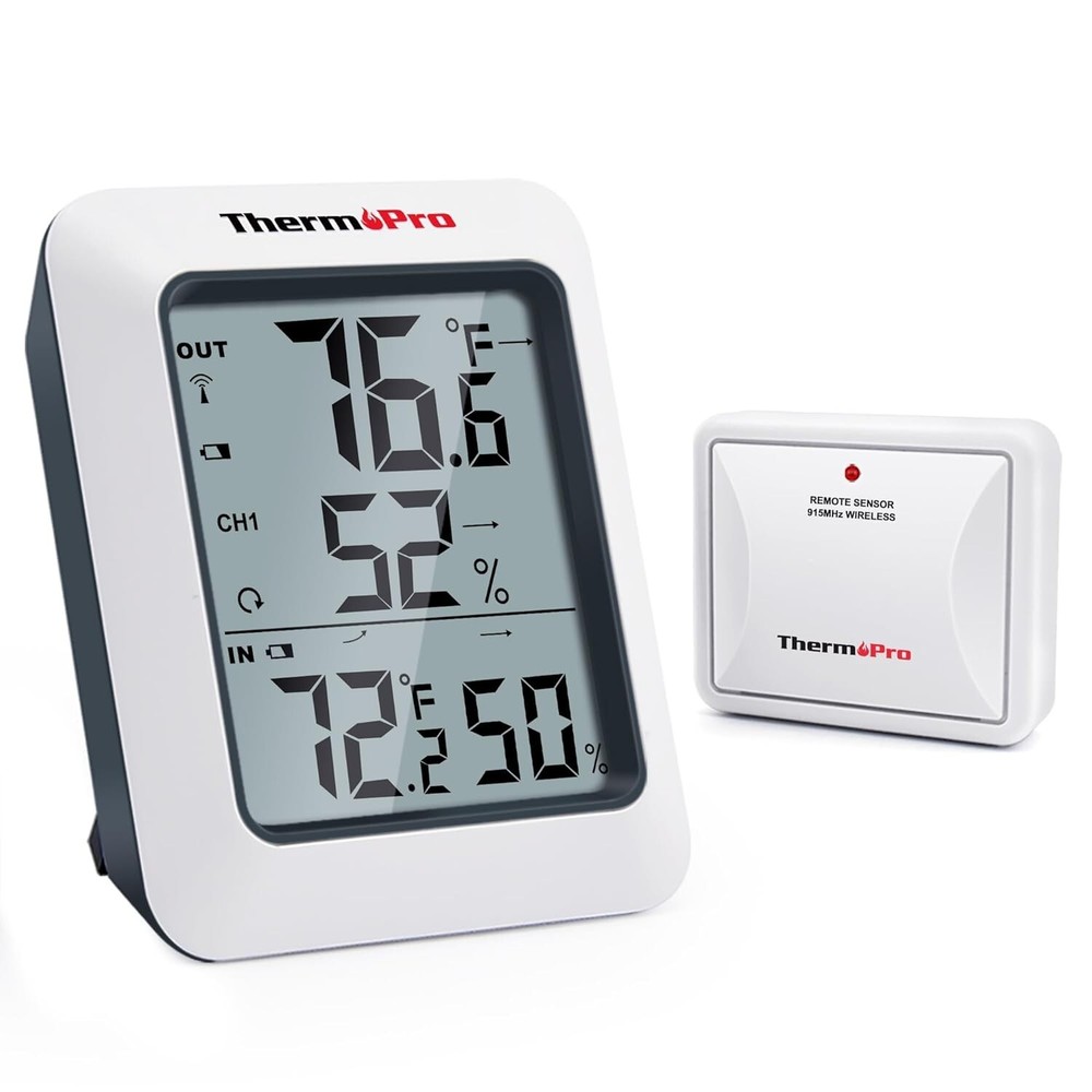 ThermoPro TP60 Digital Hygrometer Indoor Outdoor Thermometer Wireless Tempera...
