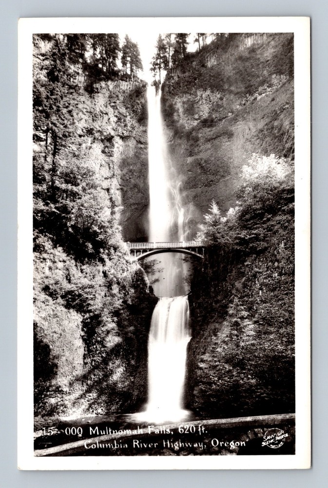 COLUMBIA RIVER HIGHWAY, OR RPPC Multnomah Falls Oregon Real Photo Postcard