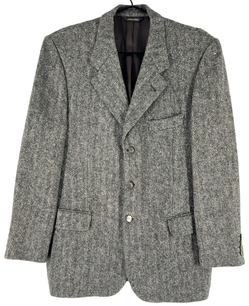 Vintage Harris Tweed Men Wool Hand Woven Blazer Jacket Size 52