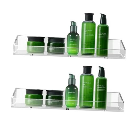 Acrylic Floating Shelves 2 PCS, Acrylic Shelves for Wall, Waterproof Acrylic