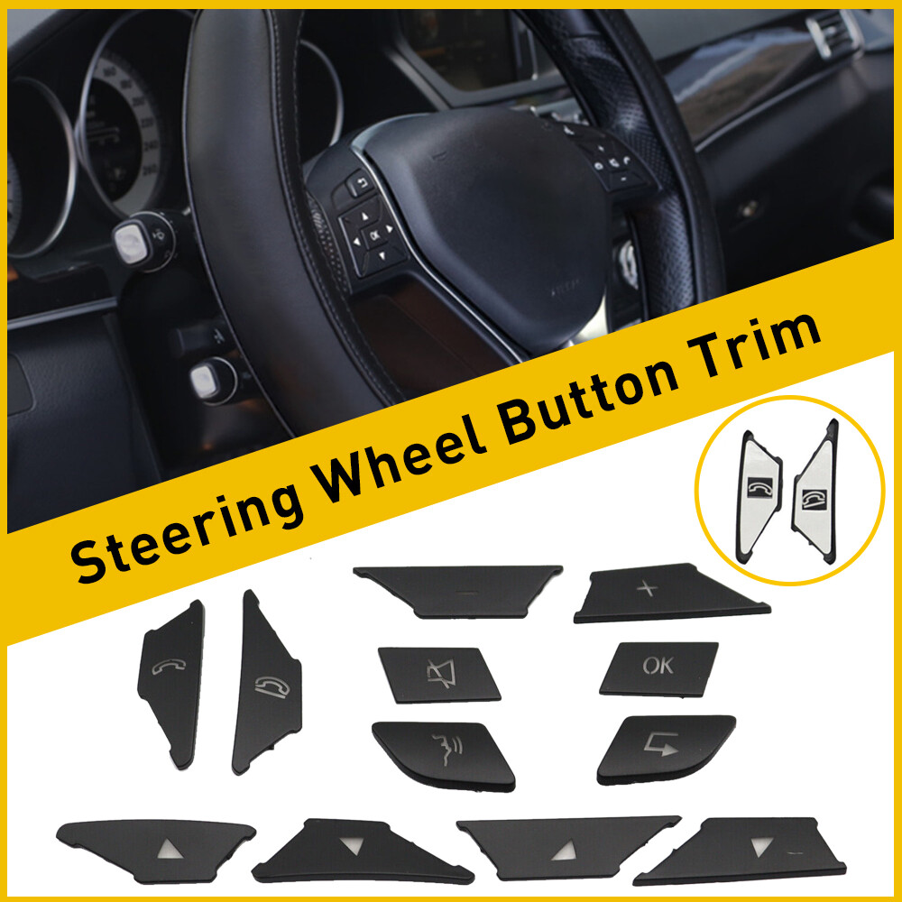 For Mercedes E C GLA GLE CLA Black 2012+ Steering Wheel Button Cover Trim
